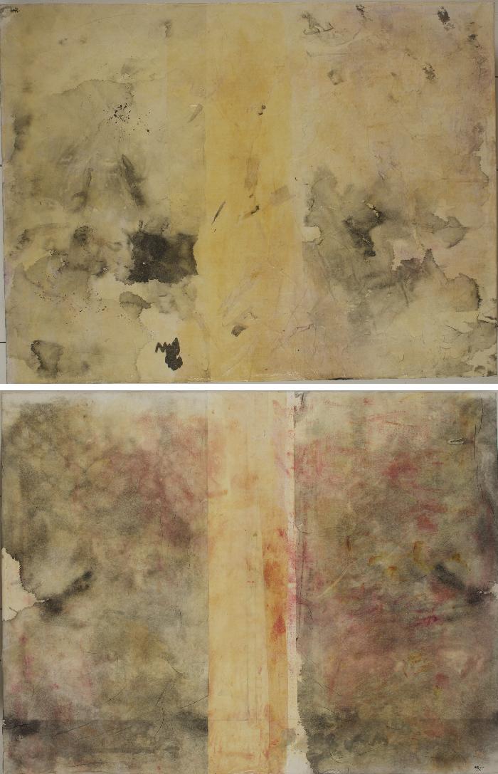 Terre 13 2006, inks, pigment, acrylic, Japanese paper, laid down on canvas, 116x 89 cm. 